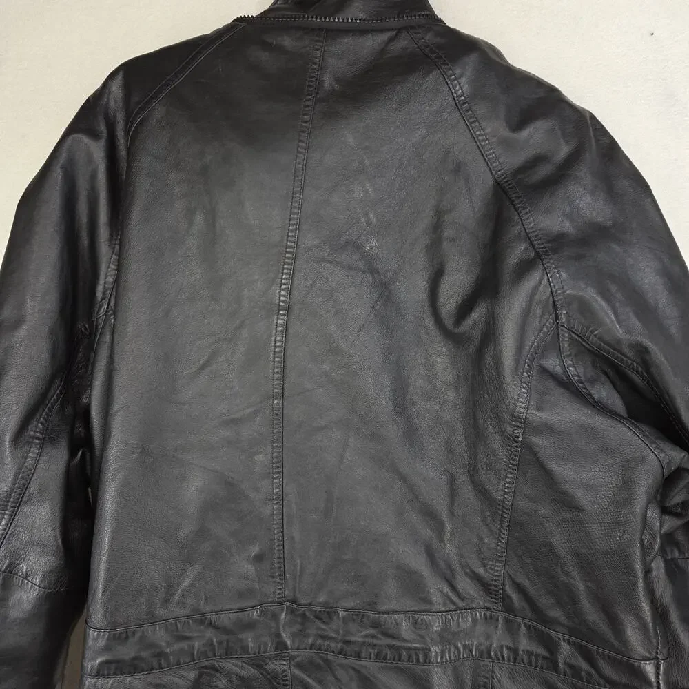 Vtg City Streets Jacket Mens Lamb Black Leather Mens Medium Horn Toggle Fastner